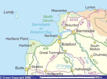 Map of North Devon Coast