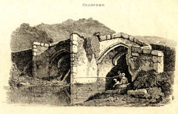1812 engraving of Chagford Bridge by Samuel Prout