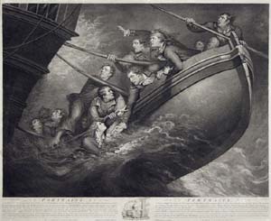 print of Captain Inglefield and eleven men saved at sea