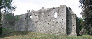 south facing wall of Okehampton Castle