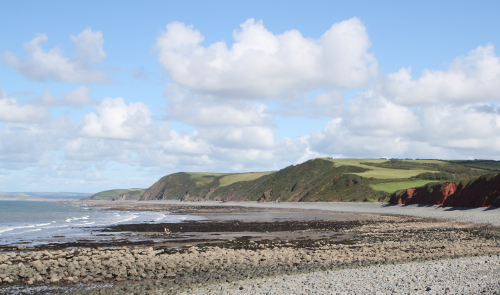 Looking north-east from Peppercombe shingle beach