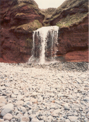 waterfall on Peppercombe beach