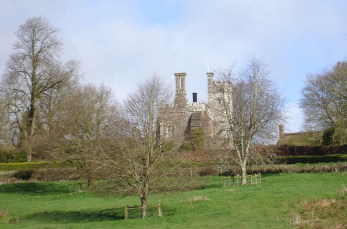 Affeton Castle gatehouse seen from the southern approach